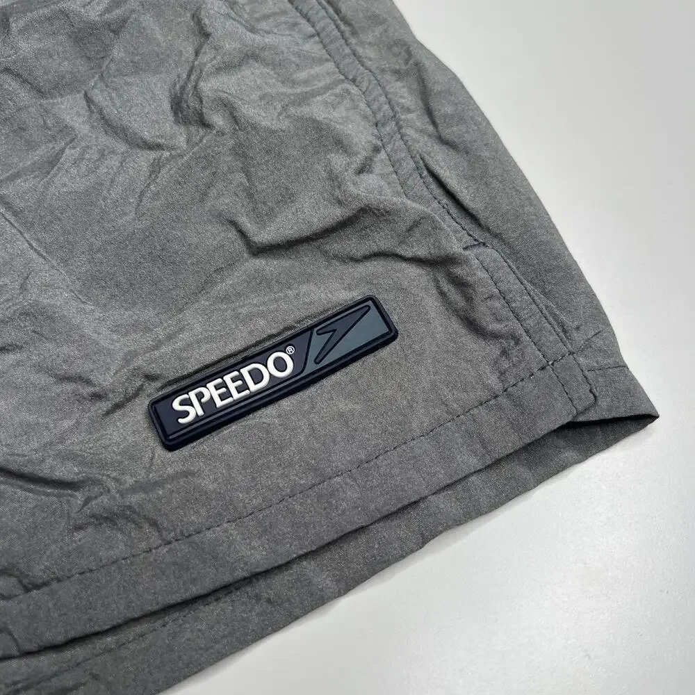 90s Vintage Speedo Swim Trunks Men’s Size L‎ Gray Nylon Mesh Lined Shorts